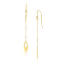 14k Yellow Gold Cutout Oval Chain Dangling Earrings-2