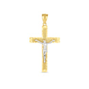 14k Two Tone Gold High Polish Diamond Cut Cross Pendant-3
