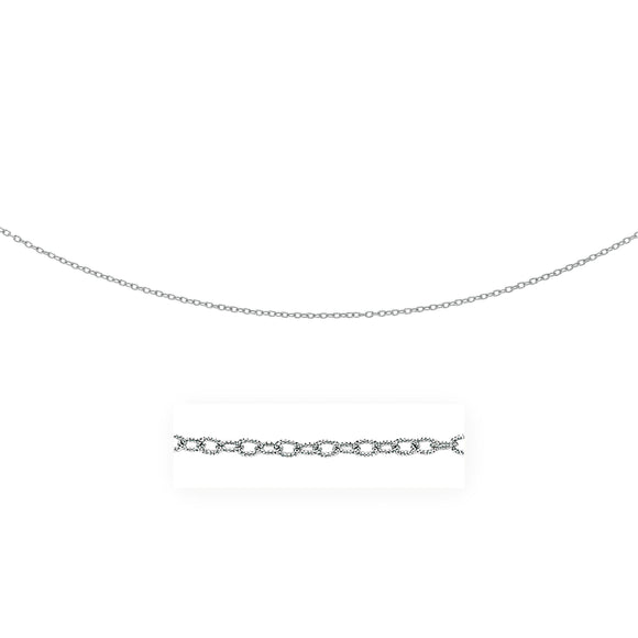 2.5mm 14k White Gold Pendant Chain with Textured Links