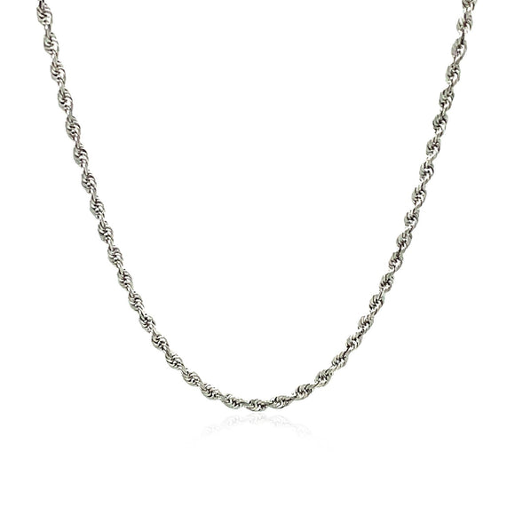2.25mm 14k White Gold Solid Diamond Cut Rope Chain