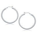 14k White Gold Polished Hoop Earrings (40 mm)-2