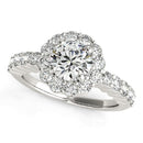 14k White Gold Round Floral Motif Diamond Engagement Ring (1 5/8 cttw)-3