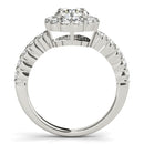 14k White Gold Round Floral Motif Diamond Engagement Ring (1 5/8 cttw)-4