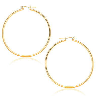 14k Yellow Gold Polished Hoop Earrings (45 mm) - 0