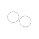 14k White Gold Polished Hoop Earrings (2- mm)-2