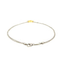 14k Yellow Gold and Sterling Silver Anklet with a Single Open Heart Station-7