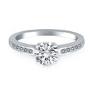 14k White Gold Diamond Channel Cathedral Engagement Ring-5
