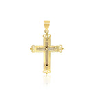 14k Two-Tone Gold Cross Pendant with an Ornate Budded Style-5