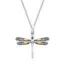 18k Yellow Gold and Sterling Silver Pendant in a Dragonfly Design-5