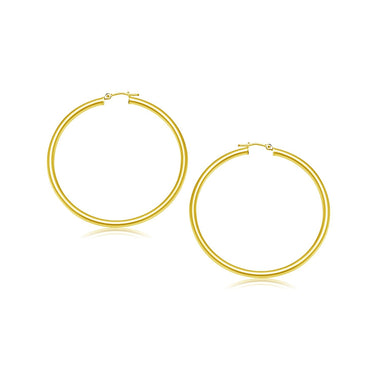14k Yellow Gold Polished Hoop Earrings (25 mm) - 0