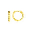 14k Yellow Gold Petite Round Hoop Earrings with Geometric Texture-2