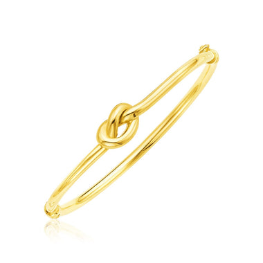14k Yellow Gold Bangle Bracelet with Polished Knot - 0