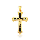 14k Yellow Gold Black Onyx Cross Pendant-4