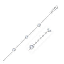 14k White Gold Anklet with Round White Cubic Zirconia-3