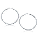 14k White Gold Polished Hoop Earrings (40 mm)-4