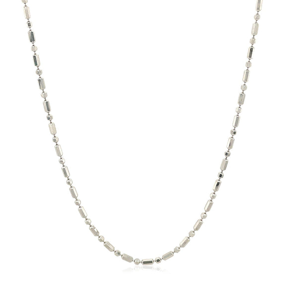 14k White Gold Diamond-Cut Alternating Bead Chain 1.5mm