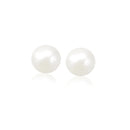 14k Yellow Gold Freshwater Cultured White Pearl Stud Earrings (8.0 mm)-3