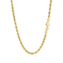 3.0mm 14k Yellow Gold Solid Diamond Cut Rope Chain-9