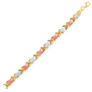 14k Tri-Color Gold Fancy Satin Heart Line Bracelet-5