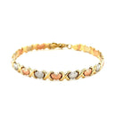 14k Tri-Color Gold Fancy Satin Heart Line Bracelet-6