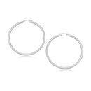 14k White Gold Polished Hoop Earrings (30 mm)-2