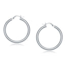 14k White Gold Polished Hoop Earrings (40 mm)-2