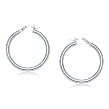 14k White Gold Polished Hoop Earrings (40 mm) - 0
