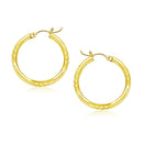 14k Yellow Gold Diamond Cut Hoop Earrings (20mm)-2