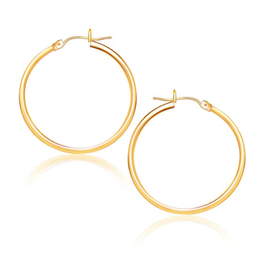14k Yellow Gold Polished Hoop Earrings (25 mm) - 0