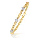 14k Two-Tone Gold Diamond Accent Station Basket Weave Bracelet-3