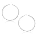14k White Gold Polished Hoop Earrings (1.5x30mm)-3