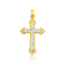 14k Two Tone Gold Diamond Cut Cross Pendant-3
