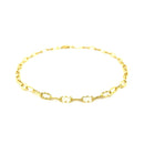 14k Yellow Gold Anklet with Flat Hammered Oval Links-6