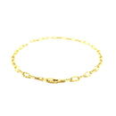14k Yellow Gold Anklet with Flat Hammered Oval Links-7