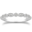 14k White Gold Vintage Look Fancy Pave Diamond Milgrain Wedding Ring Band-3