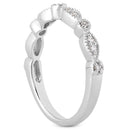 14k White Gold Vintage Look Fancy Pave Diamond Milgrain Wedding Ring Band-4
