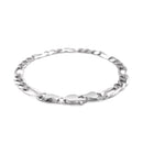 6.0mm 14k White Gold Solid Figaro Bracelet-7