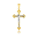 14k Two-Tone Gold Small Budded Style Cross with Figure Pendant-3