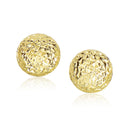 14k Yellow Gold Puff Round Earrings with Diamond Cuts-2