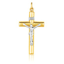 14k Two Tone Gold Cross Pendant-3