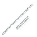 5.0 mm 14k White Gold Solid Double Link Charm Bracelet-3