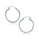 14k White Gold Polished Hoop Earrings (25 mm)-2