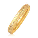 Classic Floral Carved Bangle in 14k Yellow Gold (10.0mm)-4