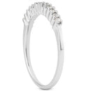 14k White Gold Raised Shared Prong Diamond Wedding Ring Band-4