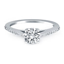 14k White Gold Micro Prong Diamond Cathedral Engagement Ring-5