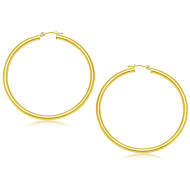 14k Yellow Gold Polished Hoop Earrings (50 mm) - 0