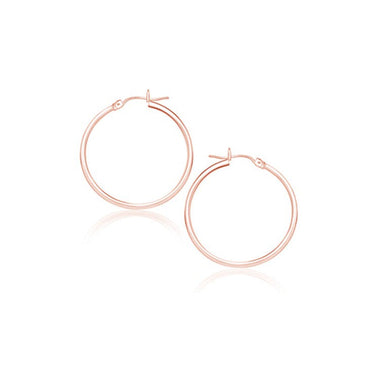 14k Rose Gold Polished Hoop Earrings (25 mm) - 0