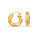 14k Yellow Gold Fancy Twist Hoop Earrings (7/8 inch Diameter)-2