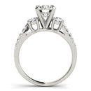 14k White Gold Split Shank 3 Stone Round Diamond Engagement Ring (2 cttw)-4