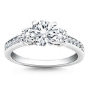 14k White Gold Three Stone Engagement Ring with Diamond Band-4